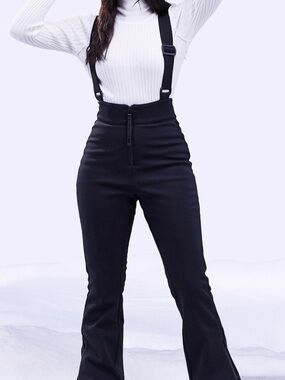 ASOS 4505 Petite ski high waisted salopette Black Flared Pants Suspenders